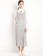 Pixie Market Grey Knit Suspender Midi Dress