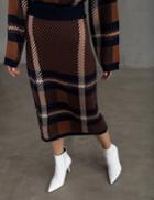 Pixie Market Plaid Matching Skirt And Sweater Set