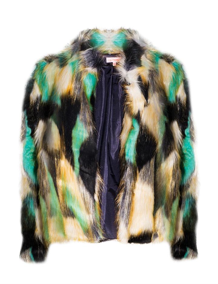 Pixie Market Multi Color Faux Fur Coat