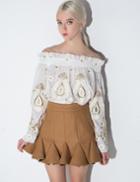 Pixie Market Off The Shoulder Embroidered Top