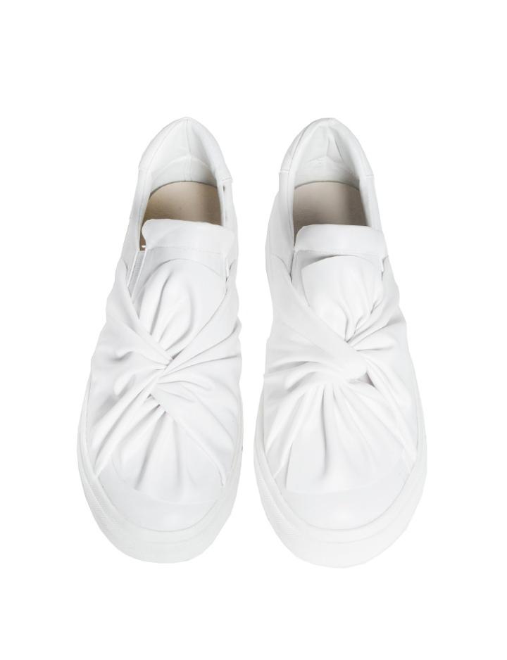 Pixie Market White Leather Bow Tie Sneakers