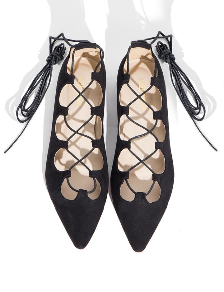Pixie Market Rose Lace Up Flats