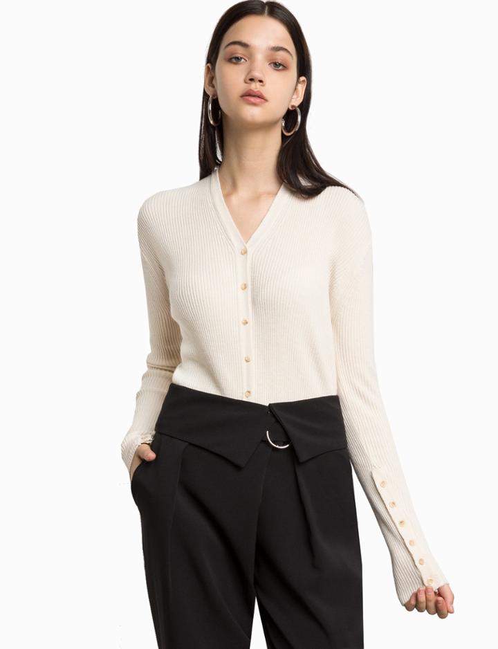 Pixie Market Ivory Multi Button Ribbed Knit Cardigan
