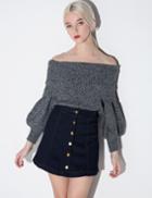 Pixie Market Gilda Grey Off The Shoulder Sweater