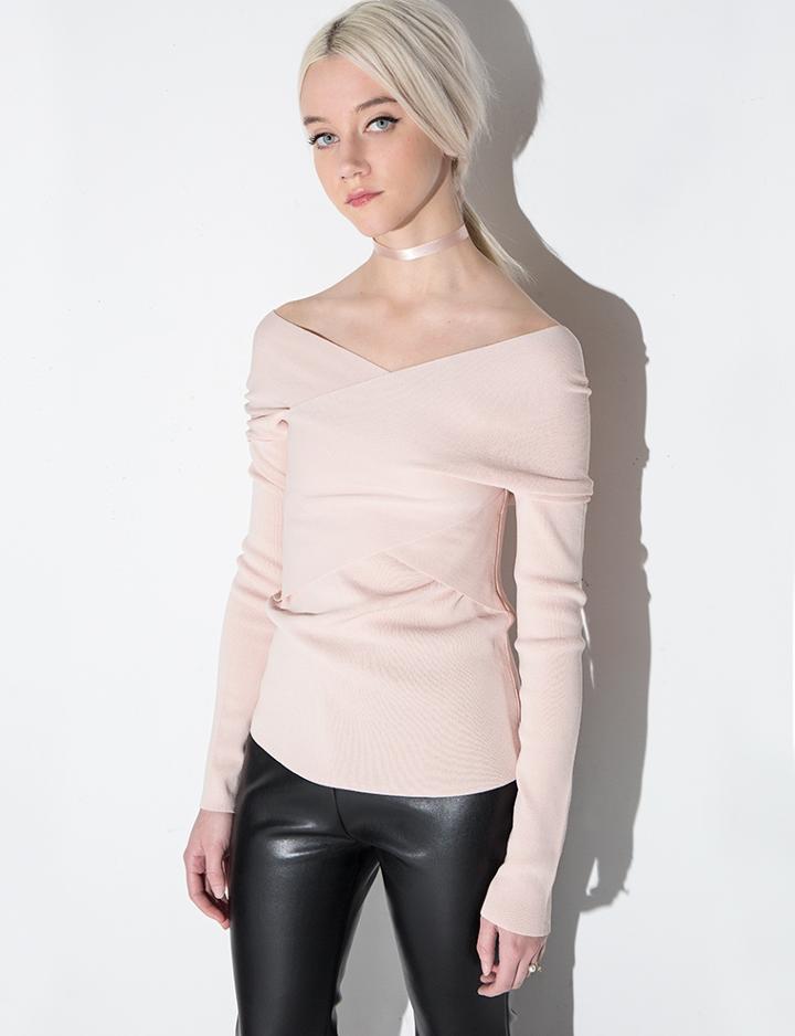 Pixie Market Nude Pink Off The Shoulder Top