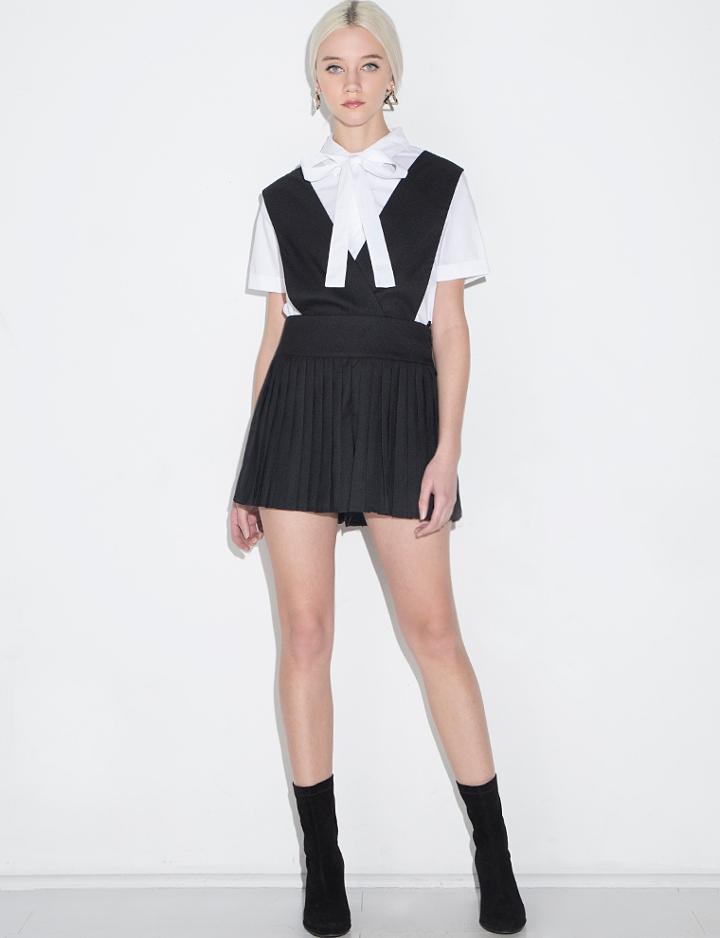 Pixie Market Black V Pleated Romper