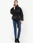 Pixie Market Black Belted Puffy Jacket