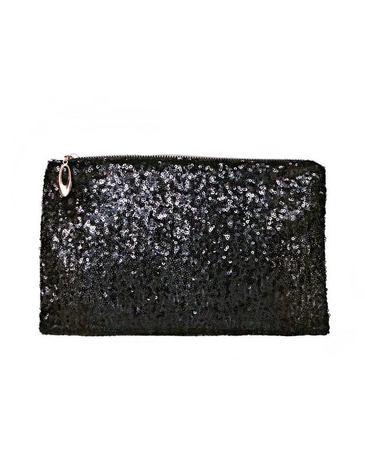 Pixie Market Black Sequin Clutch