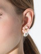 Pixie Market Pink Daisy Pearl Back Earrings
