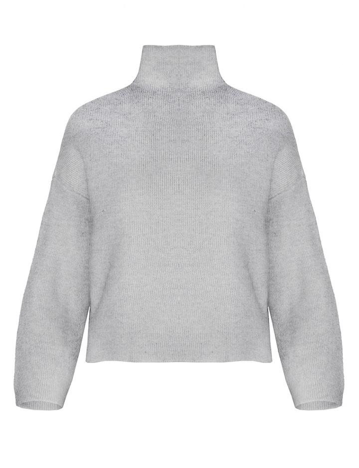 Pixie Market Joa Grey Mock Neck Sweater