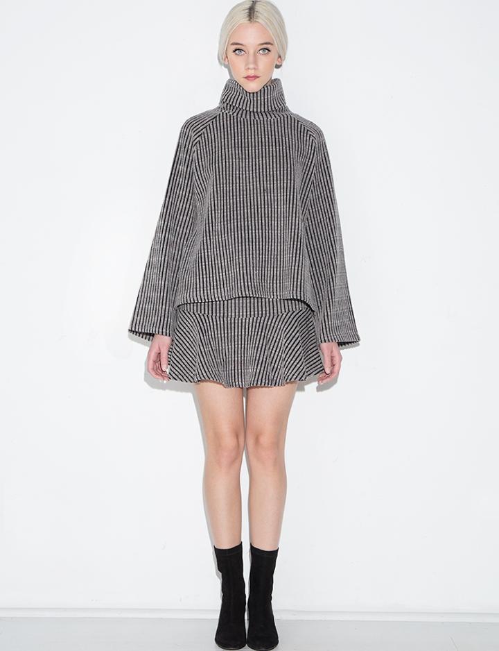 Pixie Market Grey Ribbed Knit Two Piece Dress Set