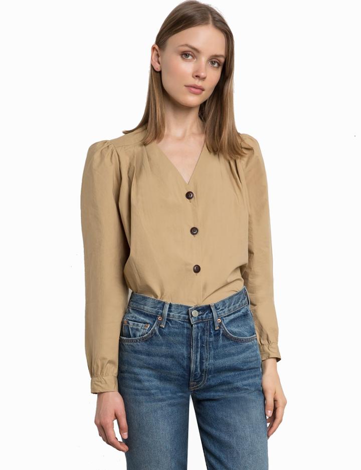 Pixie Market Emma Tan Button Shirt
