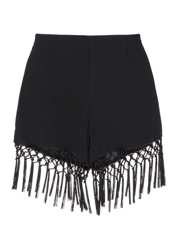 Pixie Market Fringe Black Shorts