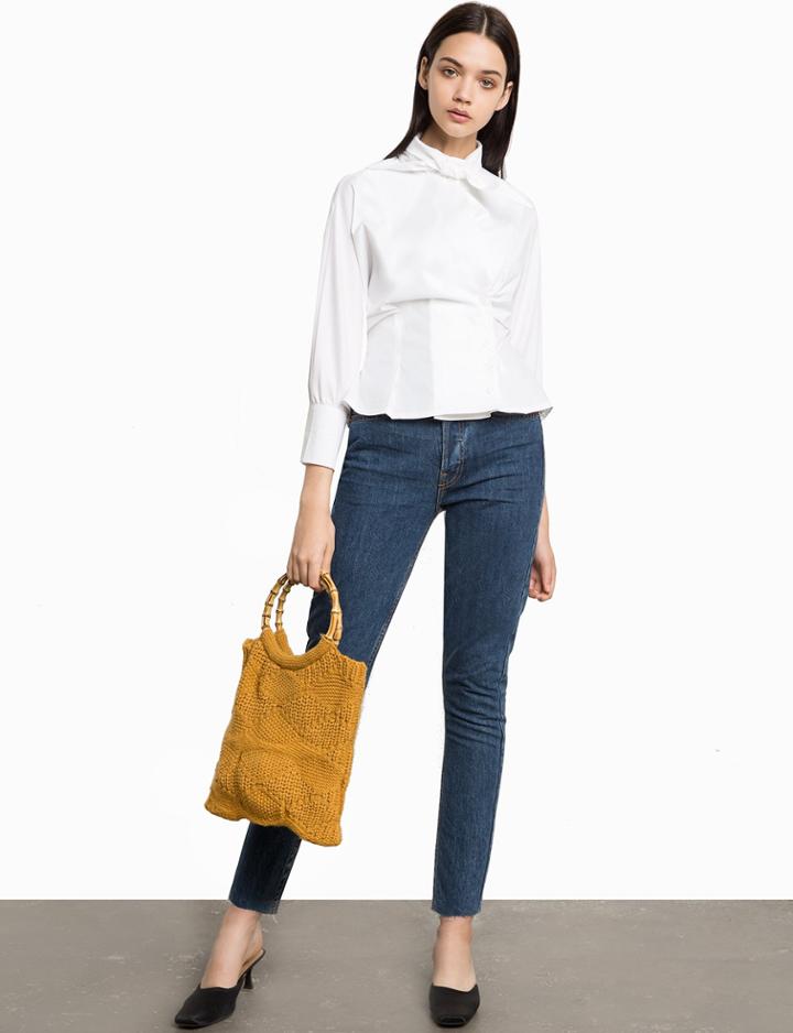 Pixie Market Now Scarf Neck Tie White Shirt