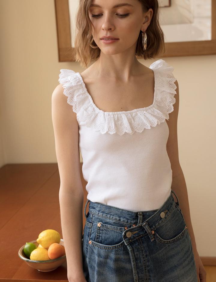 Pixie Market Lace Ruffle Tank Top