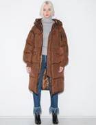 Pixie Market Brown Long Puffy Coat