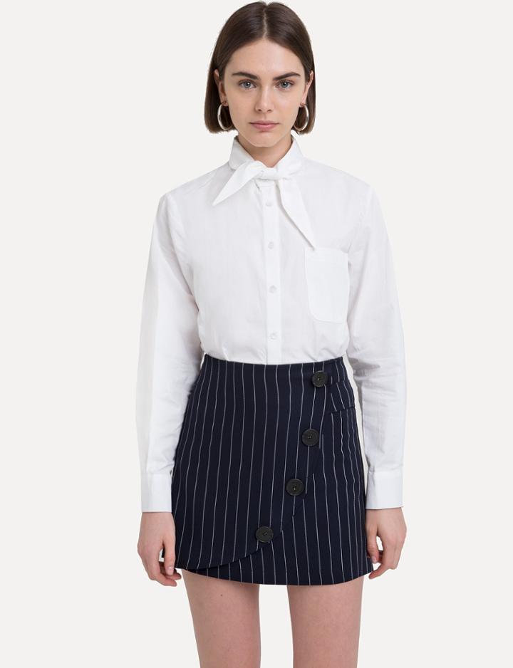 Pixie Market Navy Pinstripe Peyton Mini Skirt
