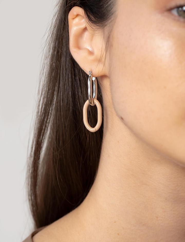 Pixie Market Beige Link Hoop Earrings