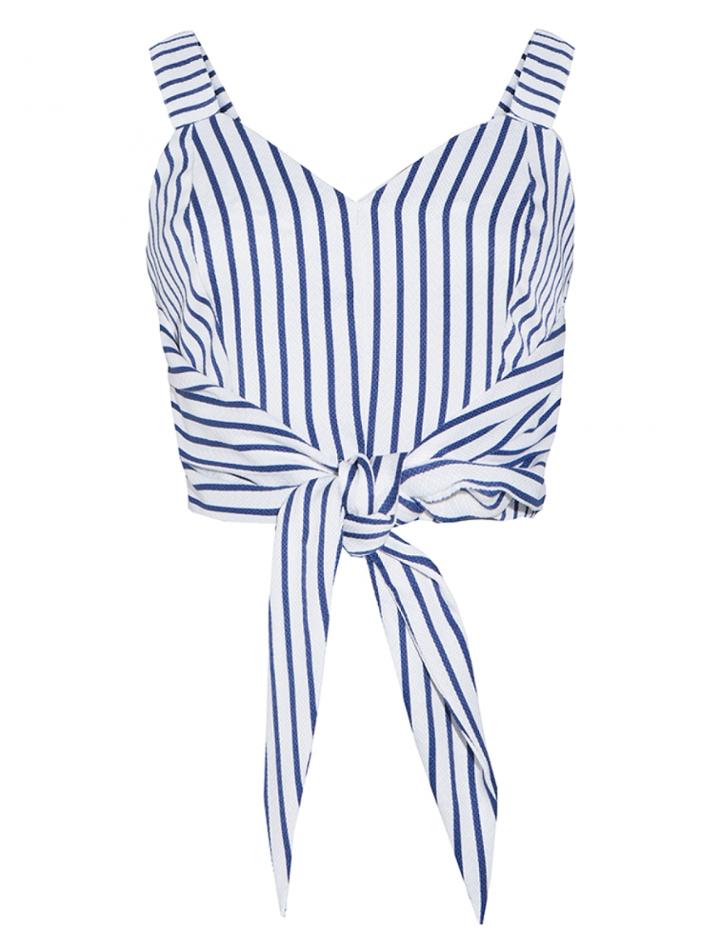 Pixie Market Joa Stripe Tie Front Crop Top
