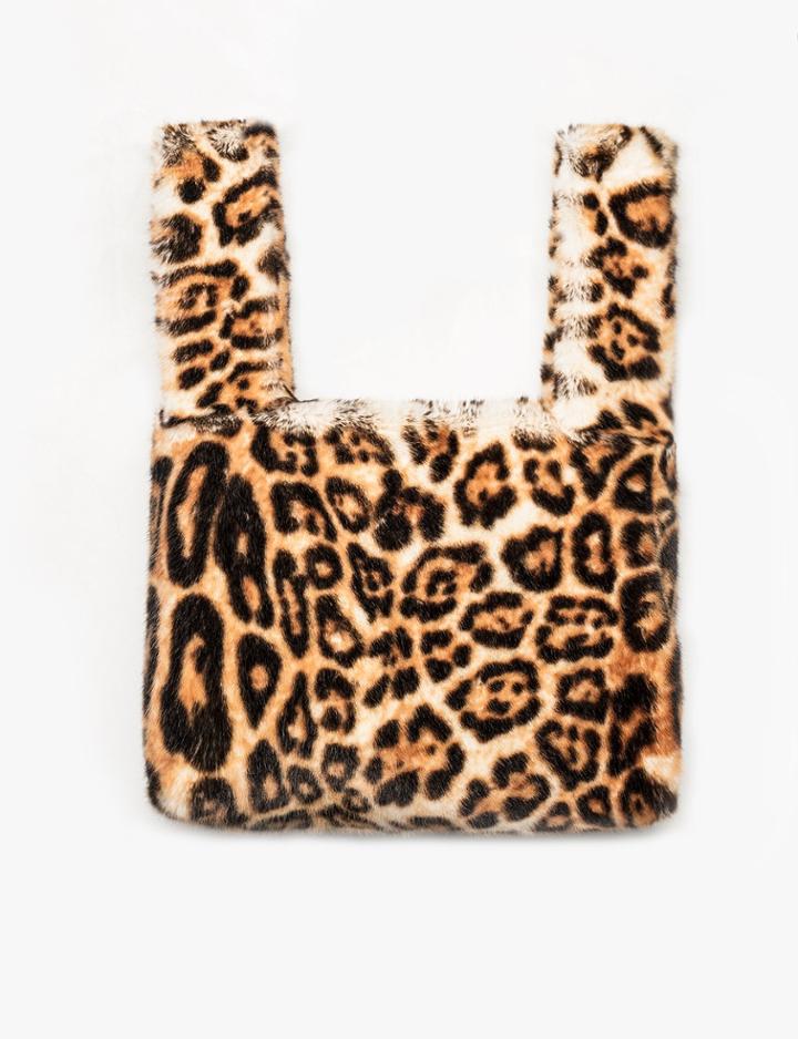 Pixie Market Leopard Faux Fur Pull Through Bag