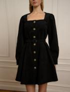 Pixie Market Black Corduroy Belted Dress