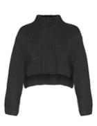 Pixie Market Black Mock Neck Crop Sweater