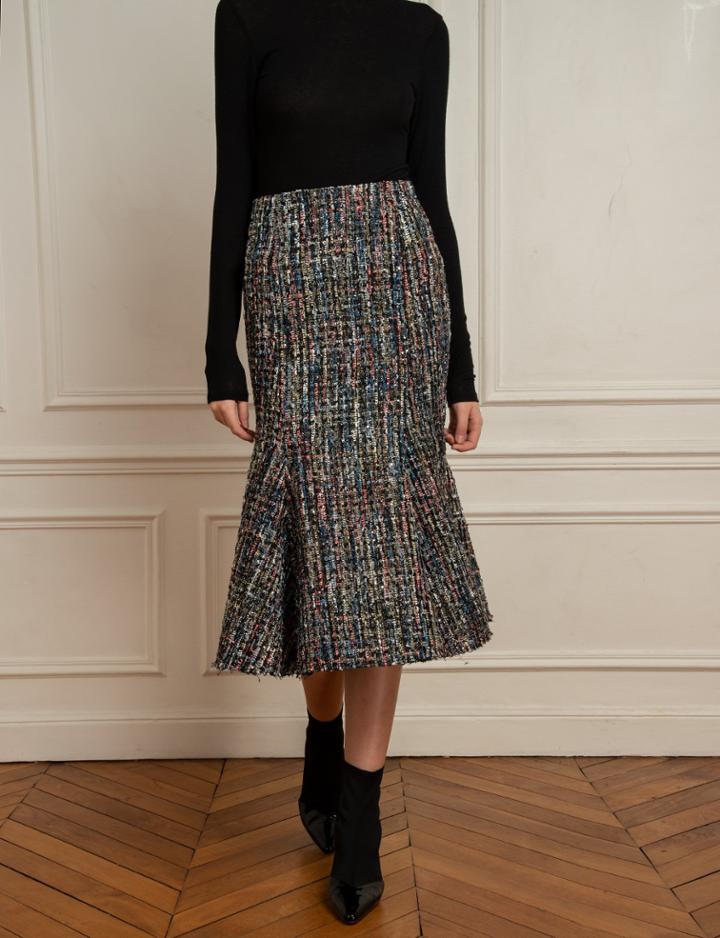 Pixie Market Sparkle Tweed Fishtail Skirt