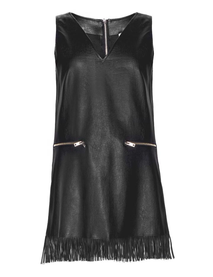 Pixie Market Leather Fringe V Dress