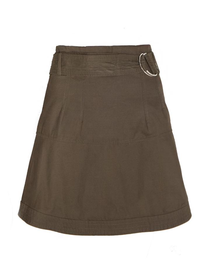 Pixie Market Olive Cotton Belted Skirt