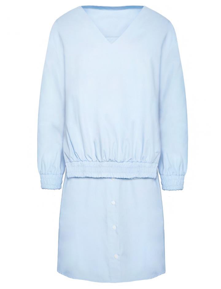 Pixie Market Light Blue Elastic Layered Shirt Dress
