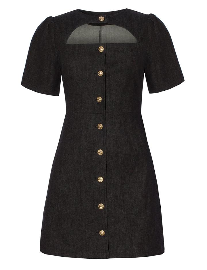 Pixie Market Giovanna Gold Button Dress