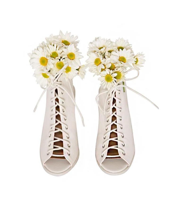 Pixie Market White Lace Up Sandals