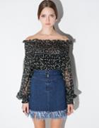Pixie Market Denim Fringe Mini Skirt