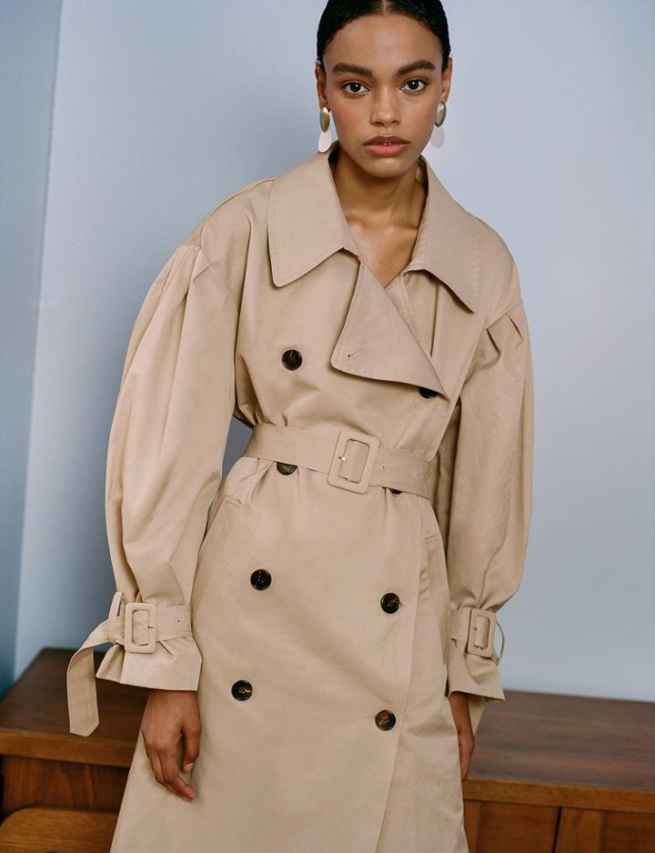 Pixie Market Tan Oversize Belted Trench Coat