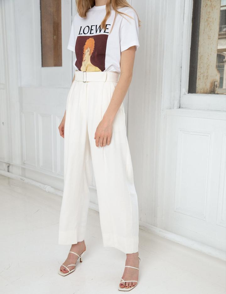 Pixie Market Ivory Belted Trousers