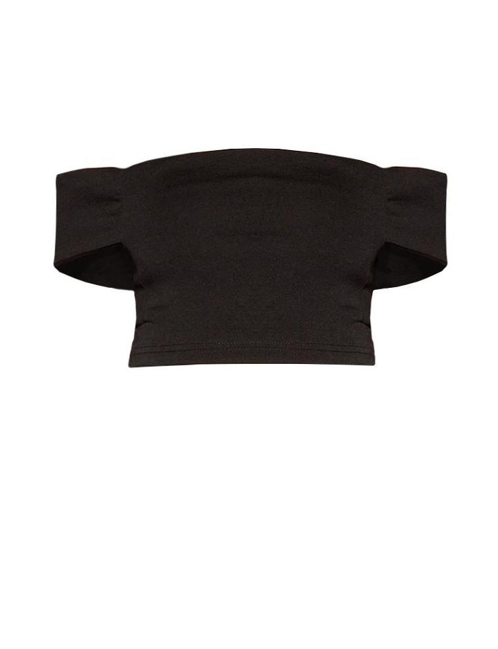 Pixie Market Black Off The Shoulder Crop Top