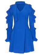 Pixie Market Sophie Blue Choker Ruffle Dress
