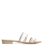 Pixie Market Beige Square Toe Clear And Leather Sandals
