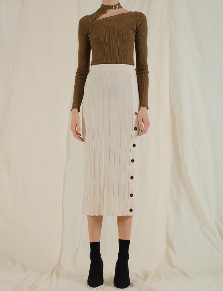Pixie Market Aria Brown Buckle Choker Knit Top