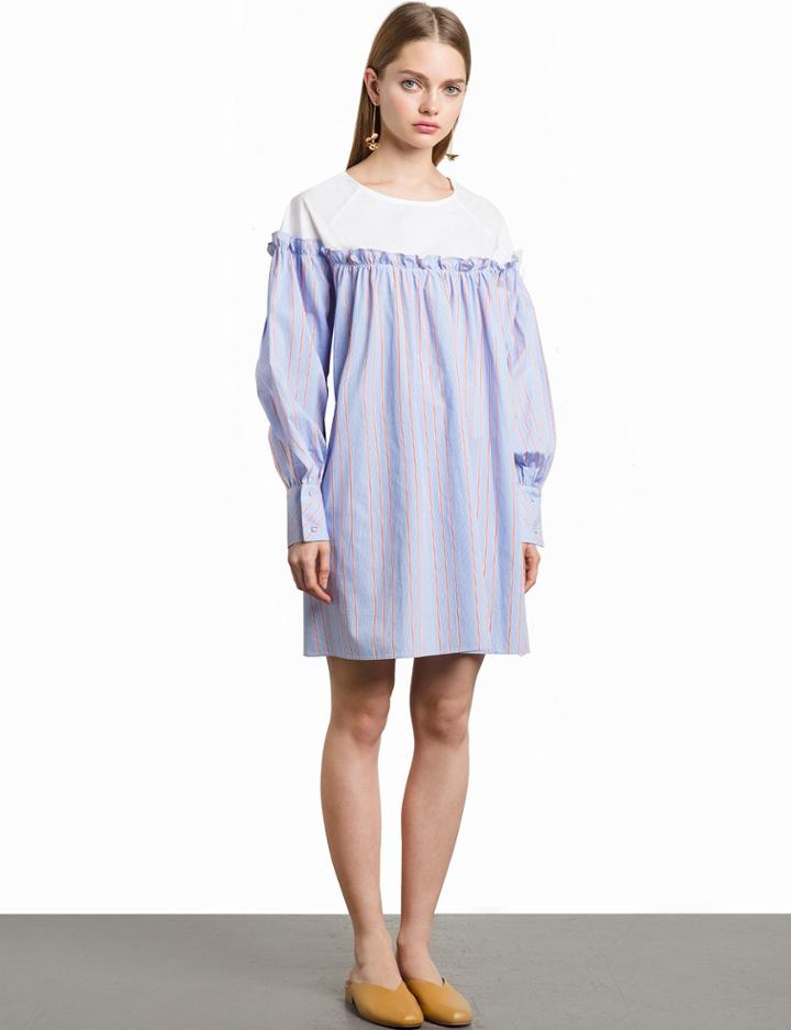 Pixie Market Oversize Ruffled Striped Babydoll Dress