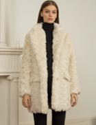 Pixie Market Ivory Faux Fur Coat