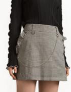Pixie Market Houndstooth Chain Ruffle Pocket Mini Skirt