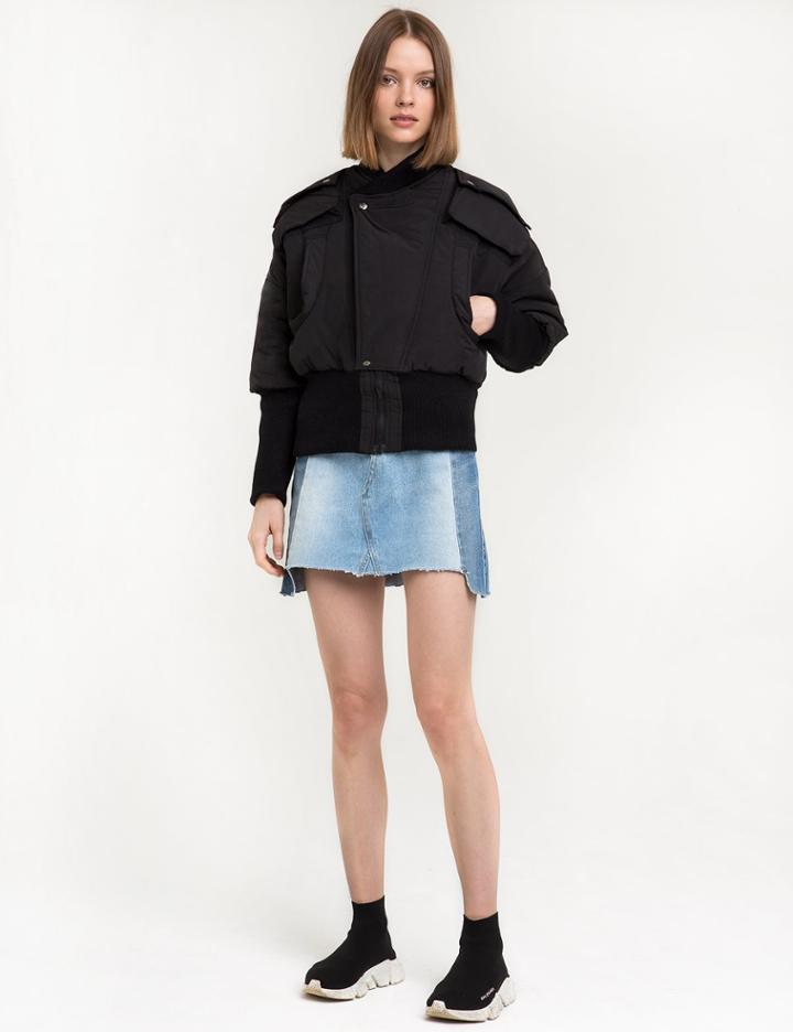 Pixie Market Kira Knit Sleeve Bomber