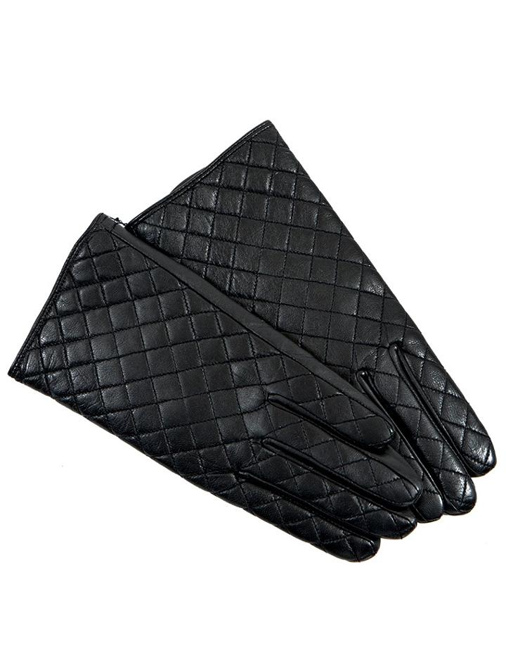 Pixie Market Black Quilted Leather Gloves