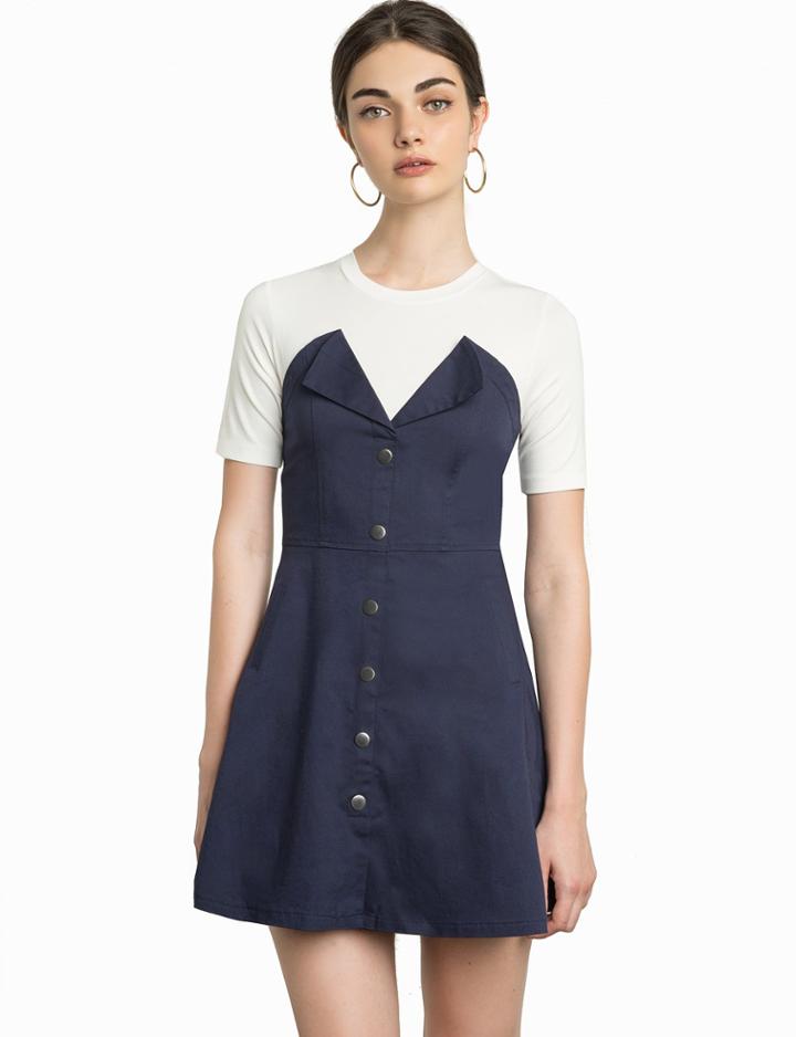 Pixie Market Greta Denim Snap Button Dress