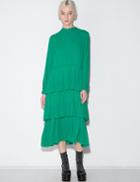 Pixie Market Green Pleated Midi Dress