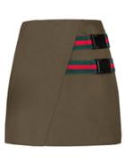 Pixie Market Clip Buckled Olive Mini Skirt
