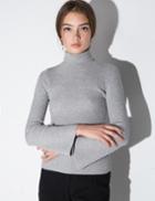 Pixie Market Grey Turtleneck Bell Sleeve Sweater