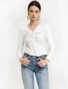 Pixie Market Ivory Agnes Knotted Top