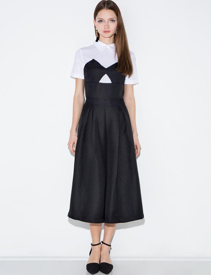 Pixie Market Shirt Layered Culotte Jumpsuit